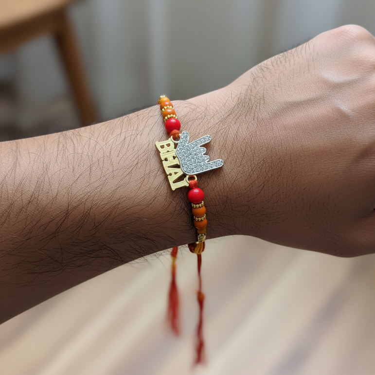 Trendy "I Love You" Hand Sign "BHAI" Rakhi