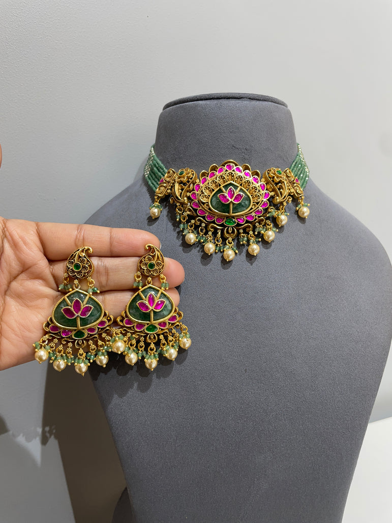 925 Silver Rani Harita Gold Look Choker