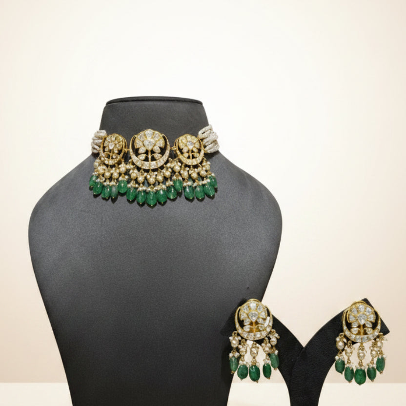 Royal Crescent Motif Polki Choker