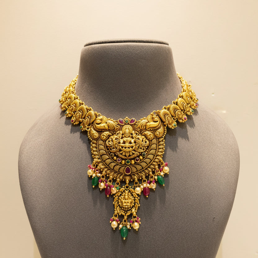Royal Nakshi Laxmi Statement Gold Look Temple Set