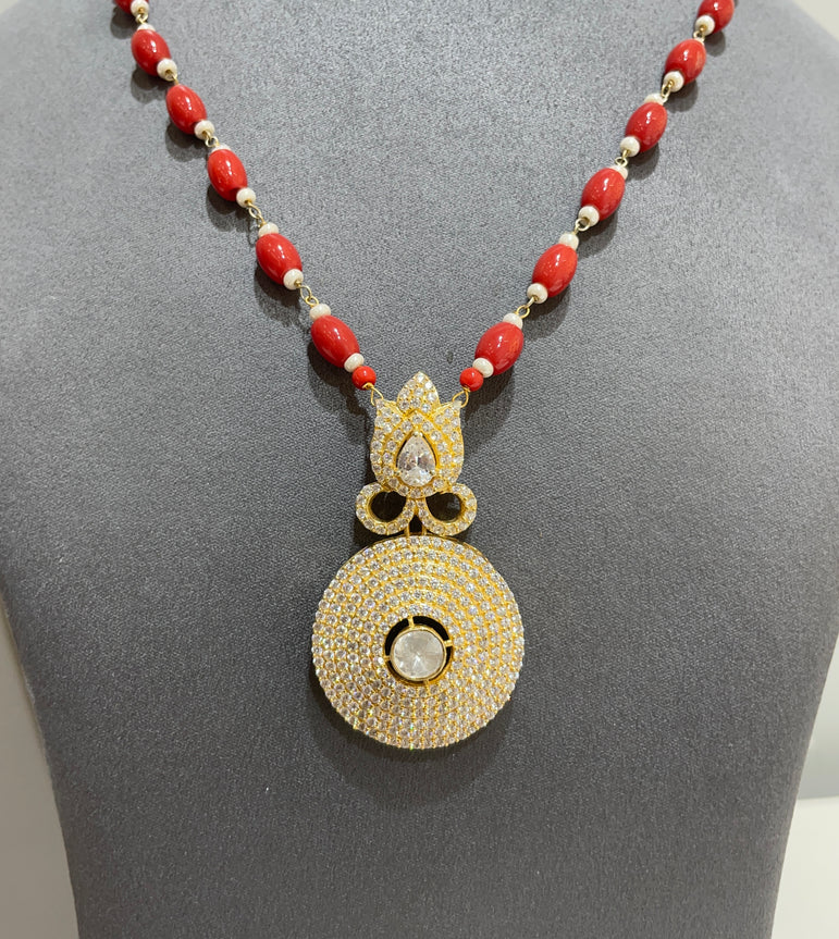 925 Silver Traditional Polki Pendant
