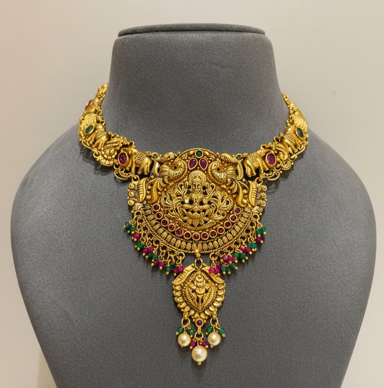 Imperial South Indian Elephant-Peacock Laxmi Gold Look Set