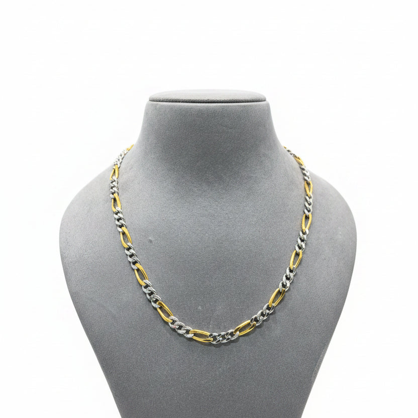 Silver Two-Tone Figaro Men's Chain