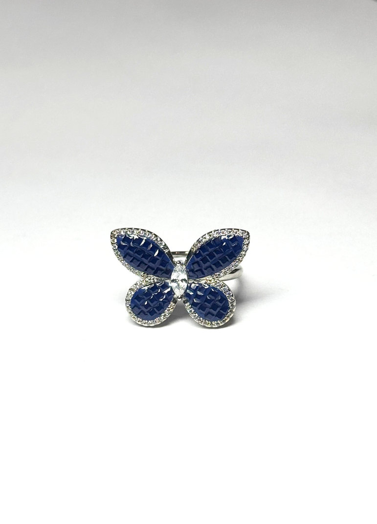 BLUE BUTTERFLY PURE SILVER RING