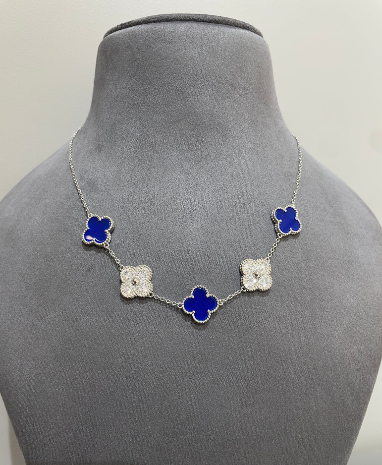 925 Silver Blue Colour Van Cleef Inspired Pendant