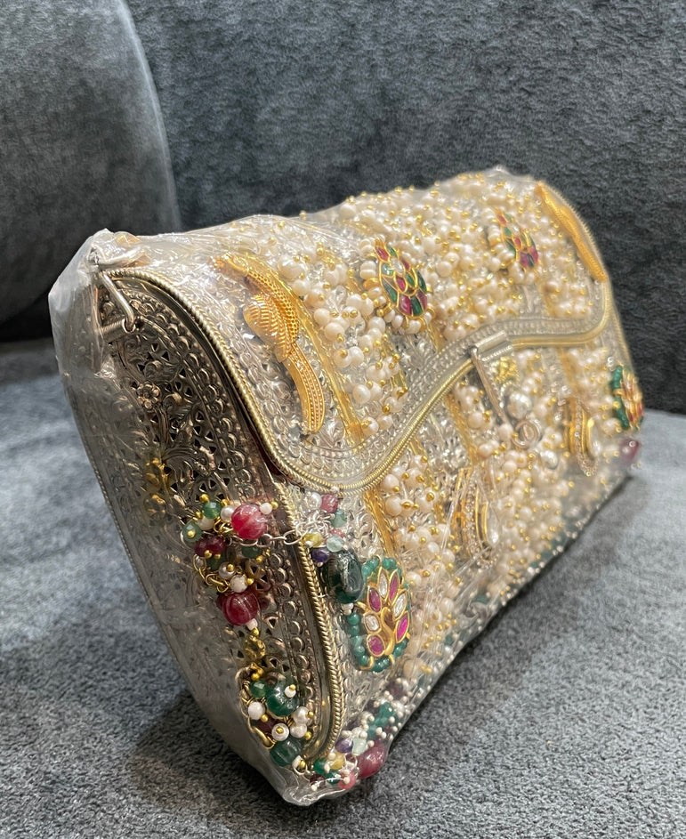 925 Silver Pearly Peacock Purse