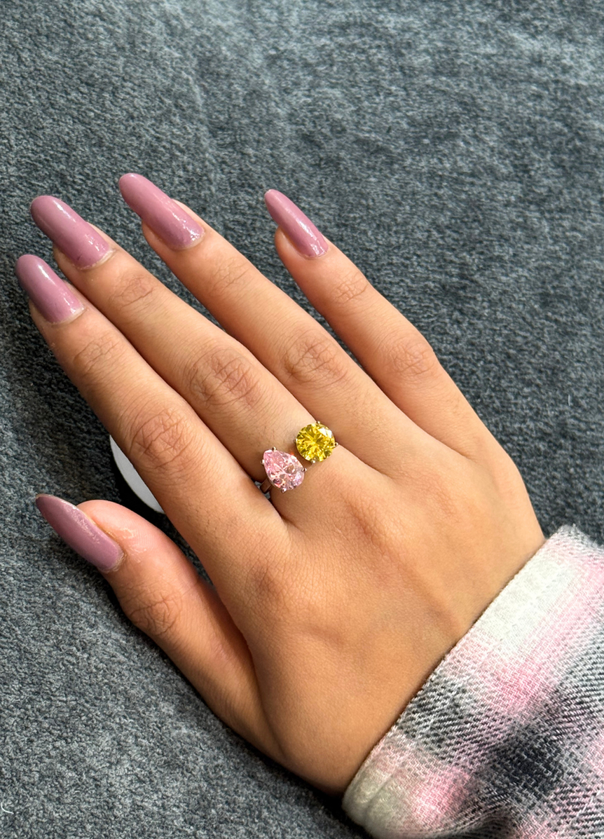 925 PURE SILVER COLOURED TOI MOI DIAMOND RING