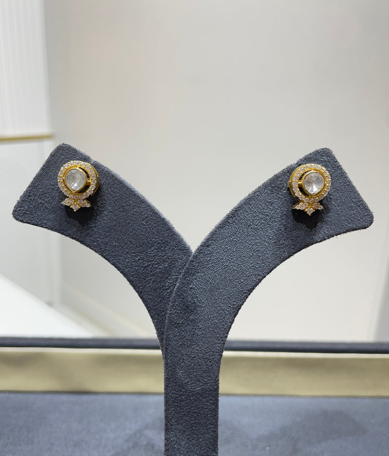 925 Silver Minimal Polki  Earrings