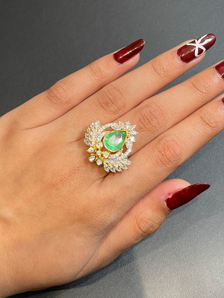 Ethereal Green Petal Ring
