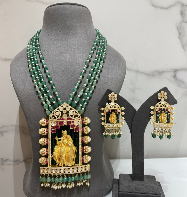 Royal Temple Collection Radha Krishna Moissanite Polki Set