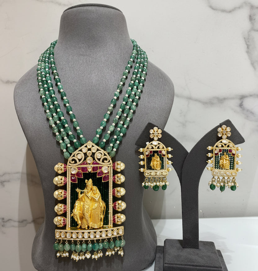 Royal Temple Collection Radha Krishna Moissanite Polki Set