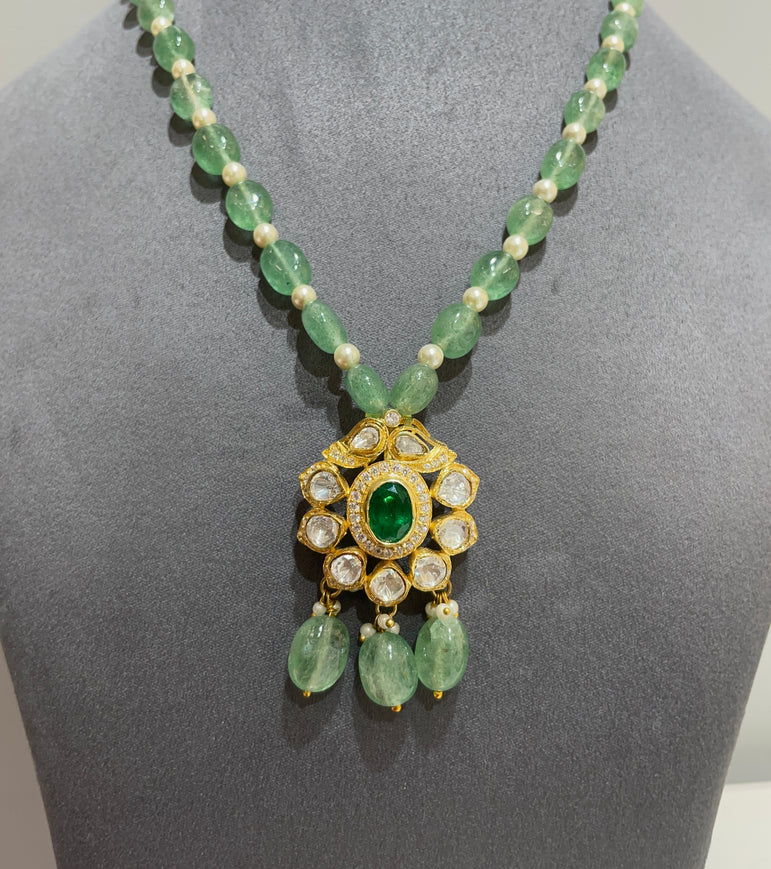925 Silver Traditional Polki Pendant