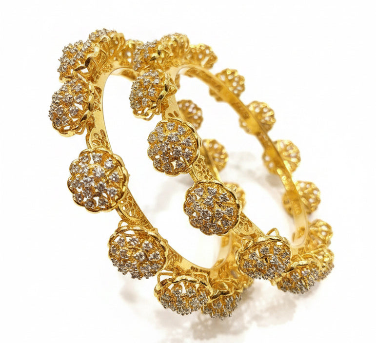 Floral Cluster Medallion Moissanite Diamond Look Bangles