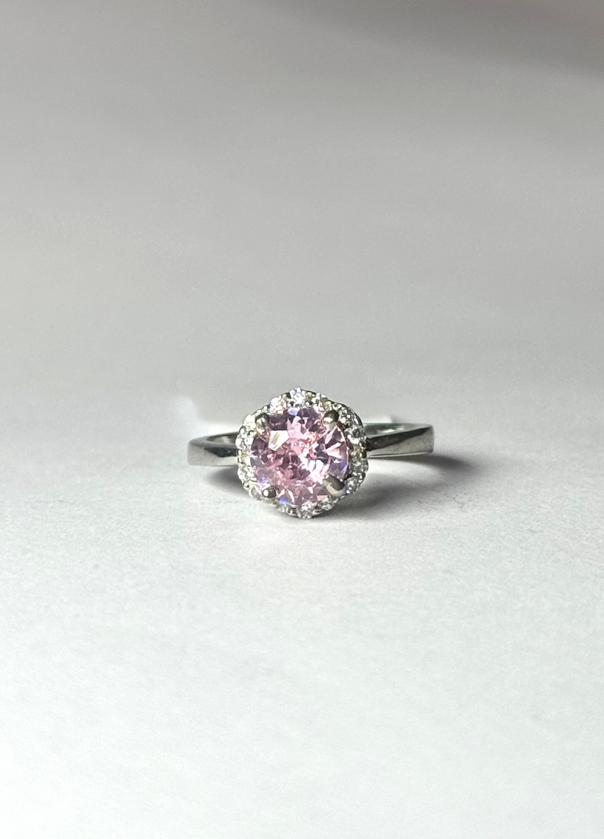 PINK DIAMOND PURE SILVER RING