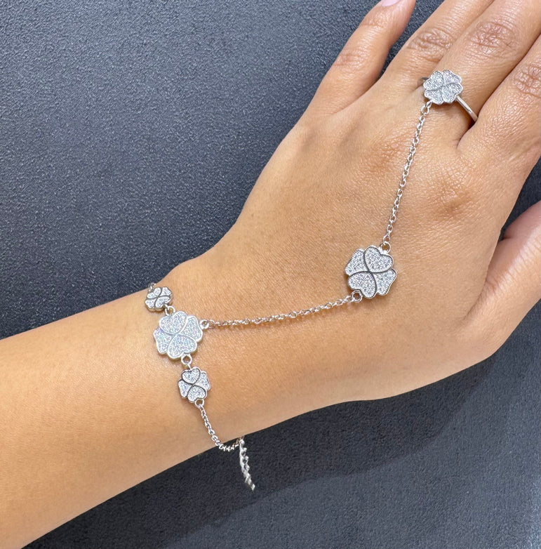 925 Silver Floral Modern Haathphool