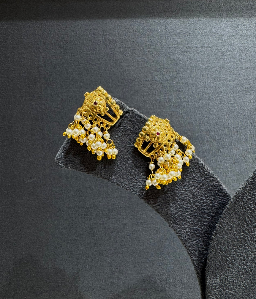 925 Silver Real Gold Look Karnfull Earrings