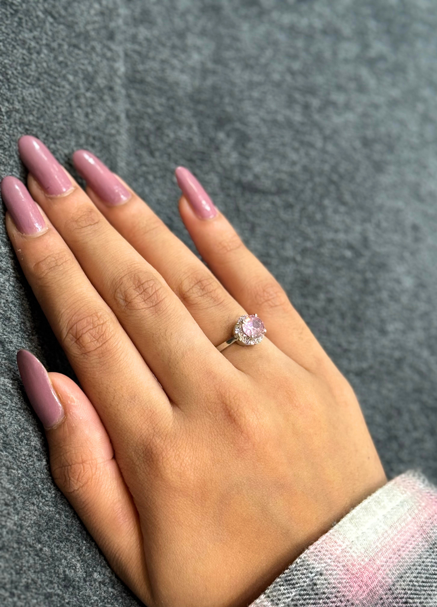 PINK DIAMOND PURE SILVER RING