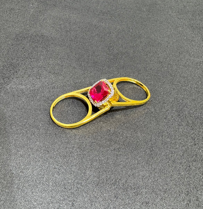 925 Silver Ruby & Emerald Reversible Ring