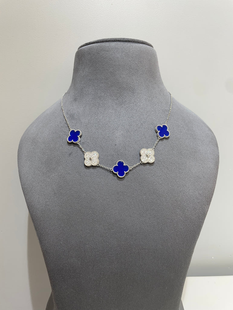 925 Silver Blue Colour Van Cleef Inspired Pendant