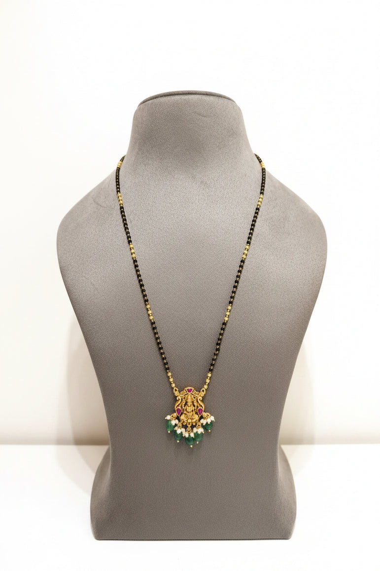 Heritage Temple Collection Lakshmi & Peacock Mangalsutra Pendant Set