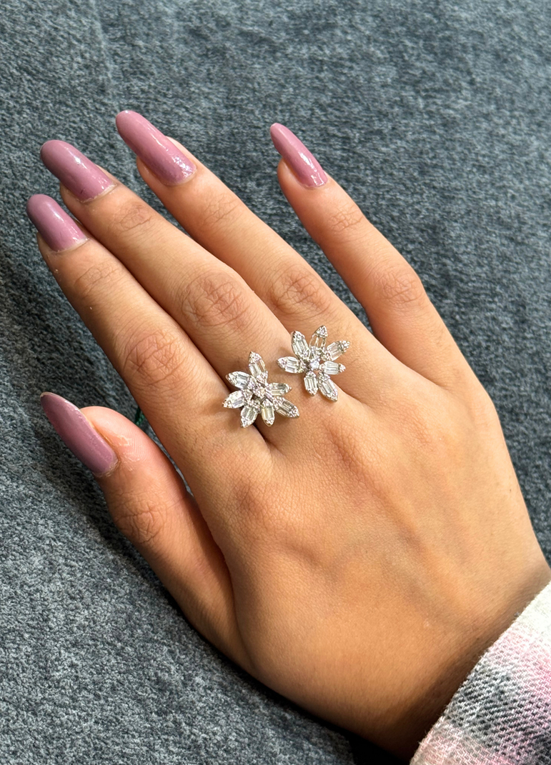 COCKTAIL FLOWER PURE SILVER RING