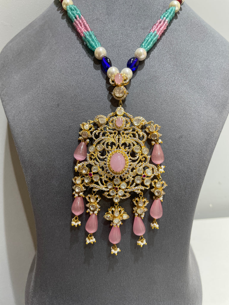 925 Silver Rose Rajwada Polki Haar