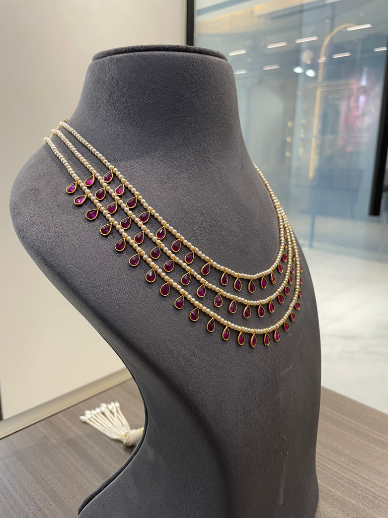 925 Silver RubyTriple Line Mala