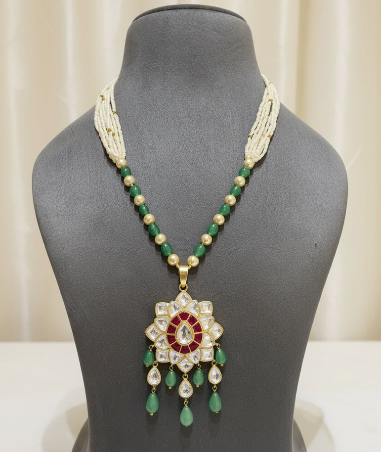 Ruby Enamel & Moissanite Polki Solar Rosette Set