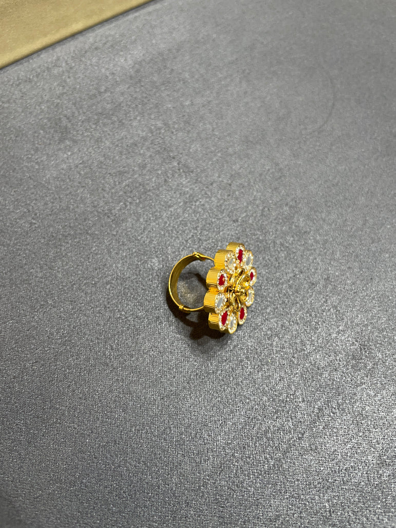 925 Silver Floral Real Gold Look Ring