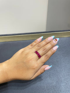 Pear-Cut Pink Stone Silver Band Ring