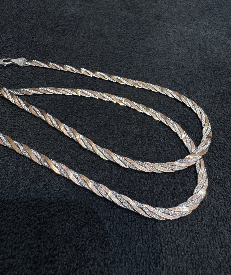 Dual-Tone Braided Silver Anklet Pair