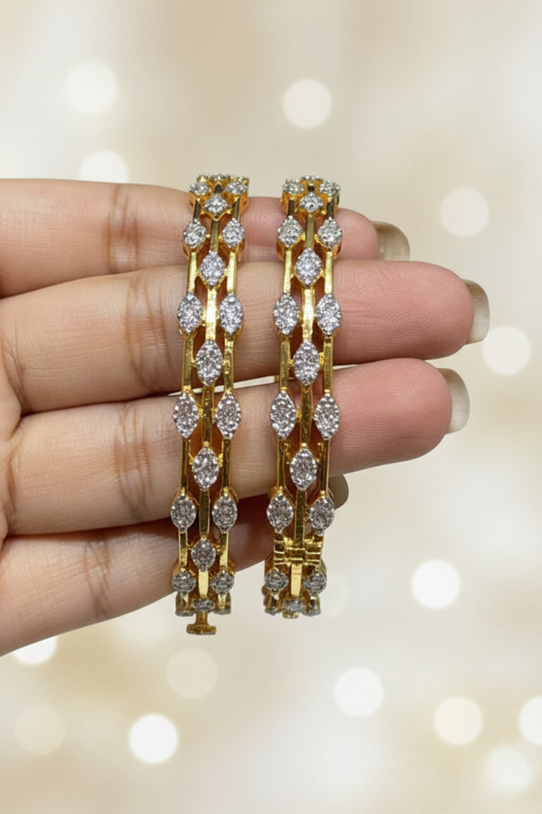 Diamond-Look Marquise Geometric Pavé Bangles