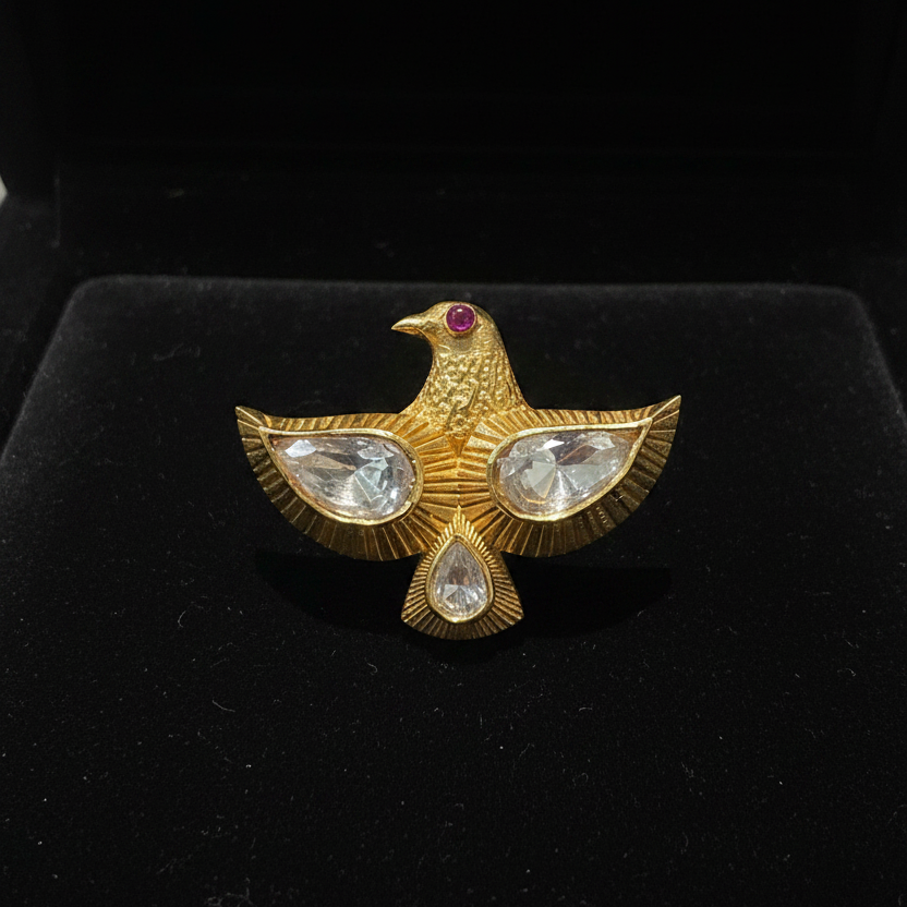 Majestic Bird / Eagle Moissanite Polki Statement Ring