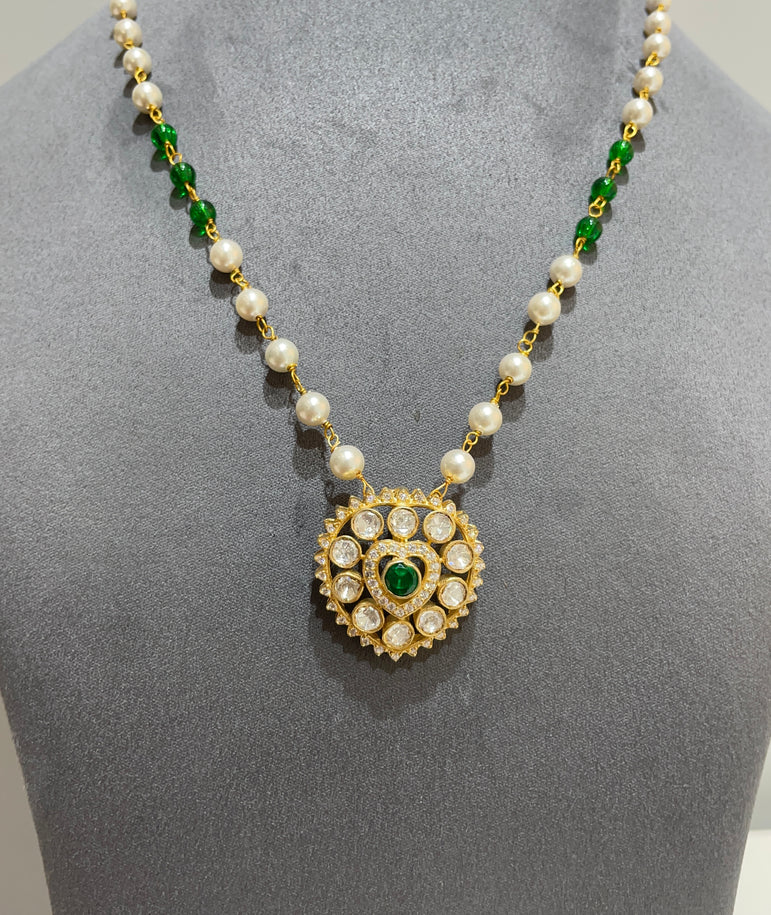 925 Silver Traditional Polki Pendant