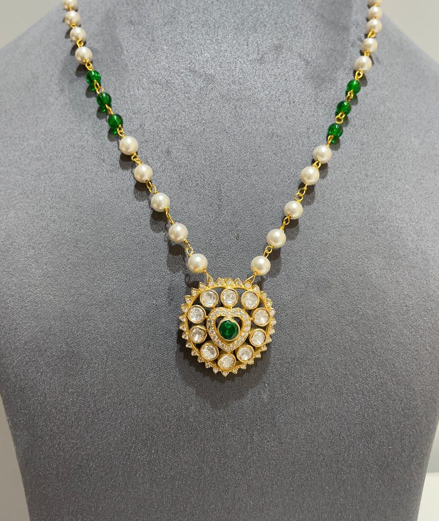 925 Silver Traditional Polki Pendant