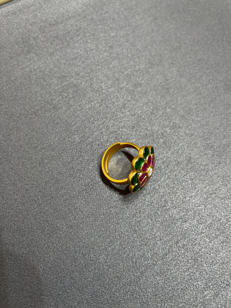 925 Silver Small Floral Gold Look Ring