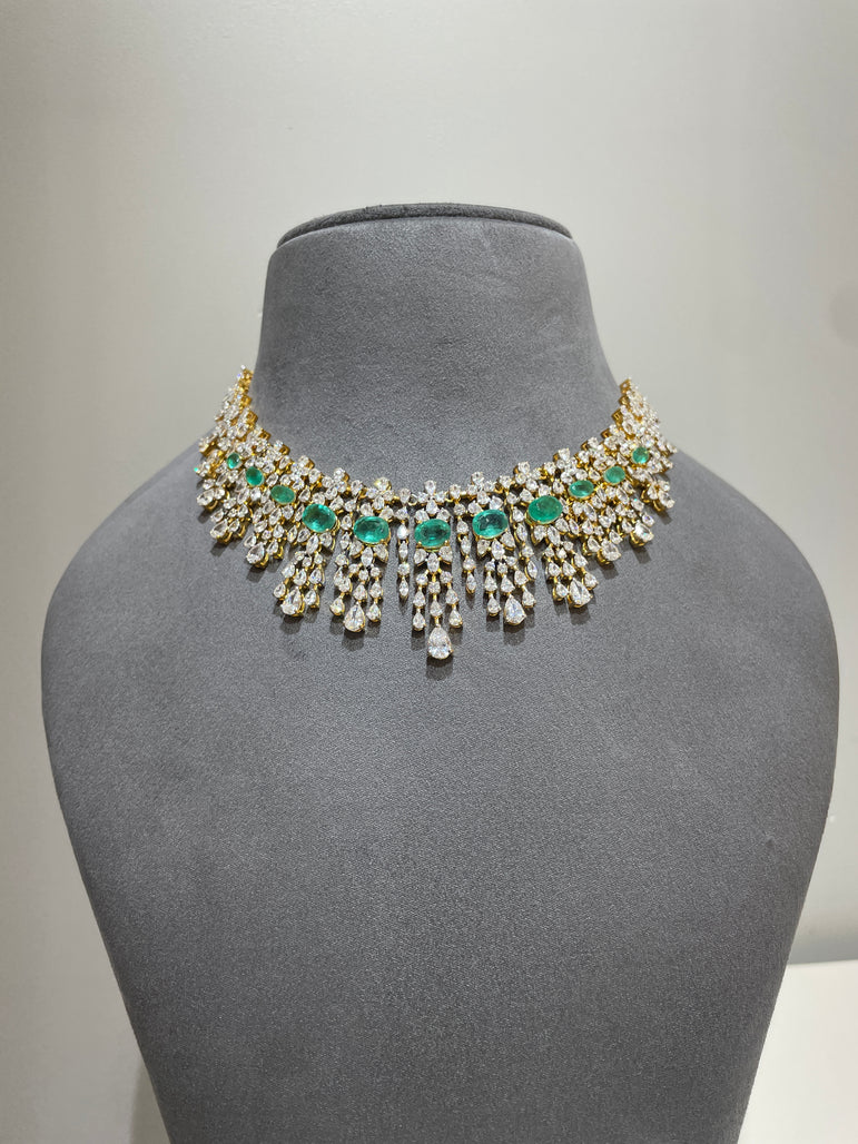 Emerald Cascade Diamond Necklace Set