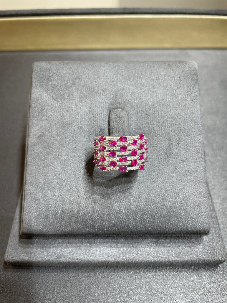 Contemporary Ruby Mesh Wide Statement Ring