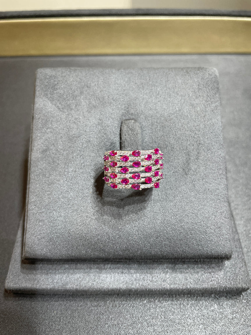 925 Silver Pink Stone Cocktail Ring
