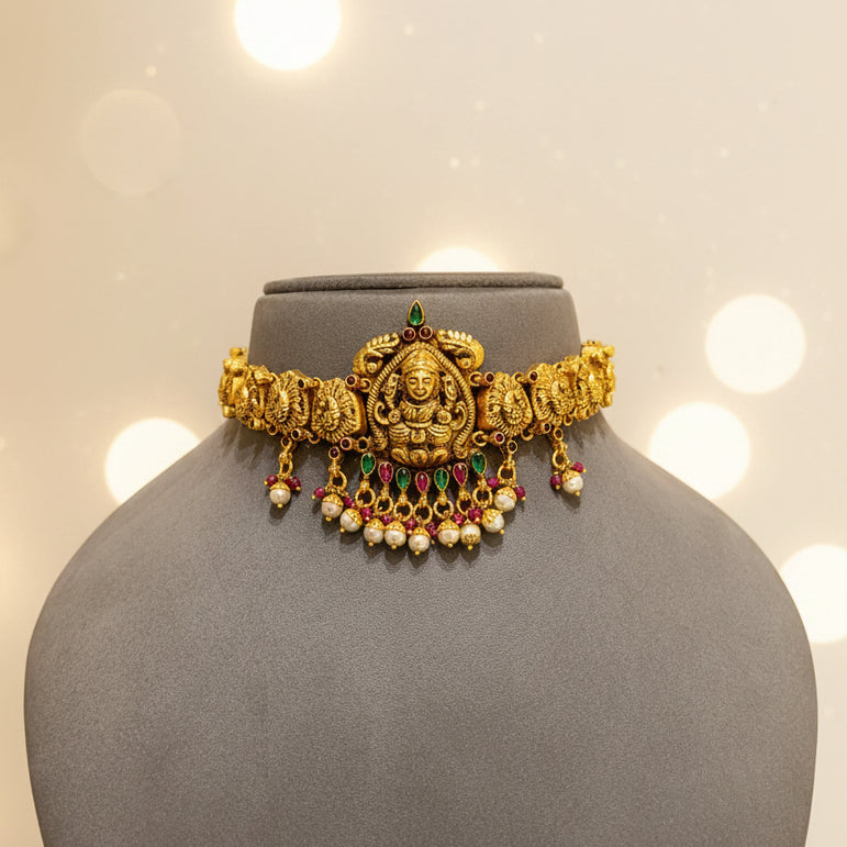 Mahalakshmi Temple Gold Look Choker
