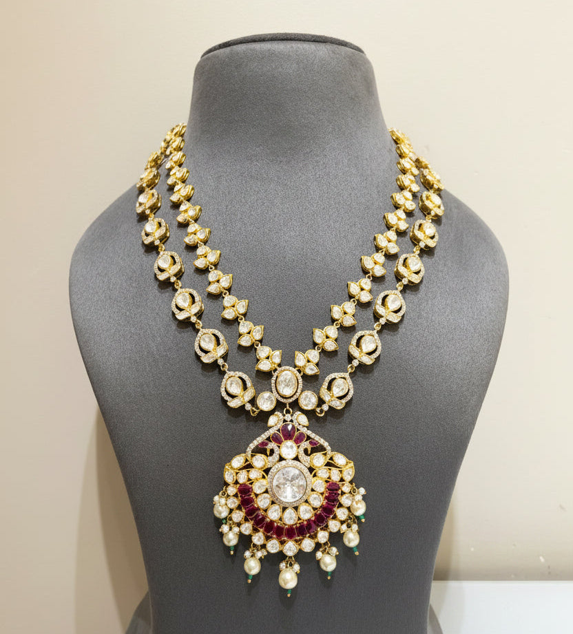 Double-Layer Moissanite Polki Set