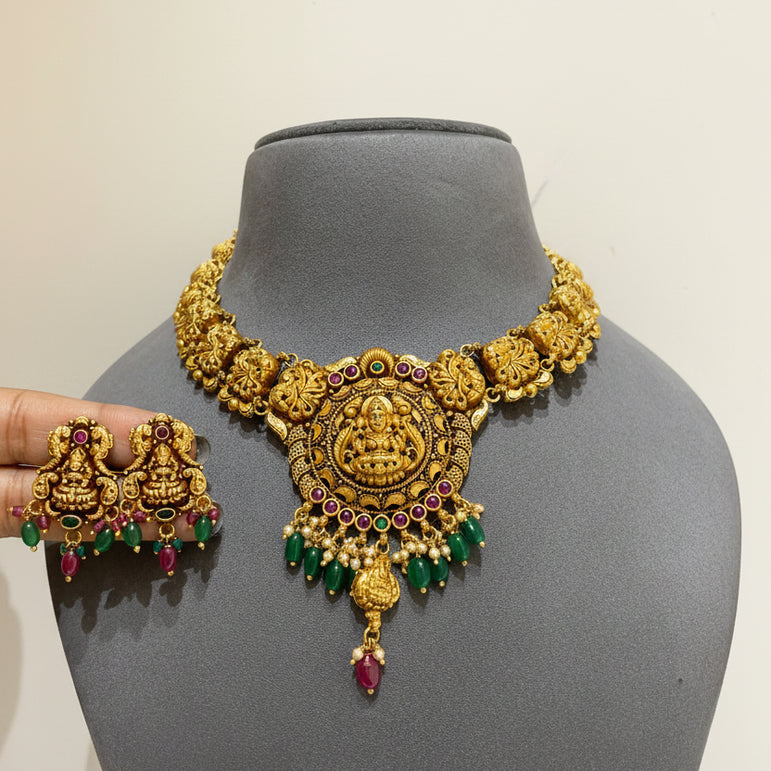 Heritage Antique Nakshi Laxmi Circular Medallion Temple Set