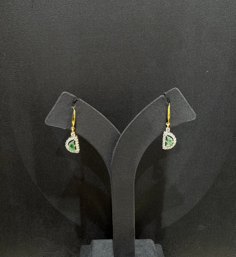 925 Silver Green Stone Diamond Look Earrings