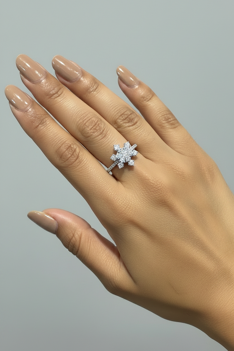 Snowflake Cluster Moissanite Diamond Ring