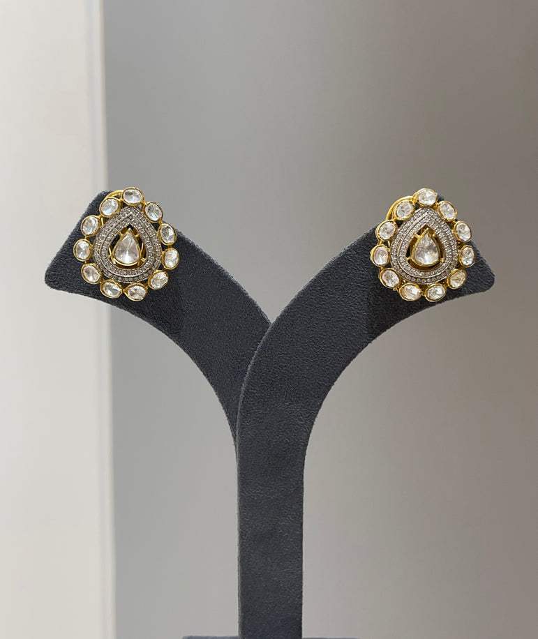 925 Silver Ethnic Polki Earrings
