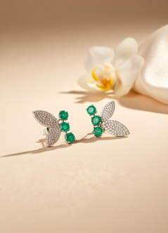 925 Silver Butterfly Diamond Look Earrings