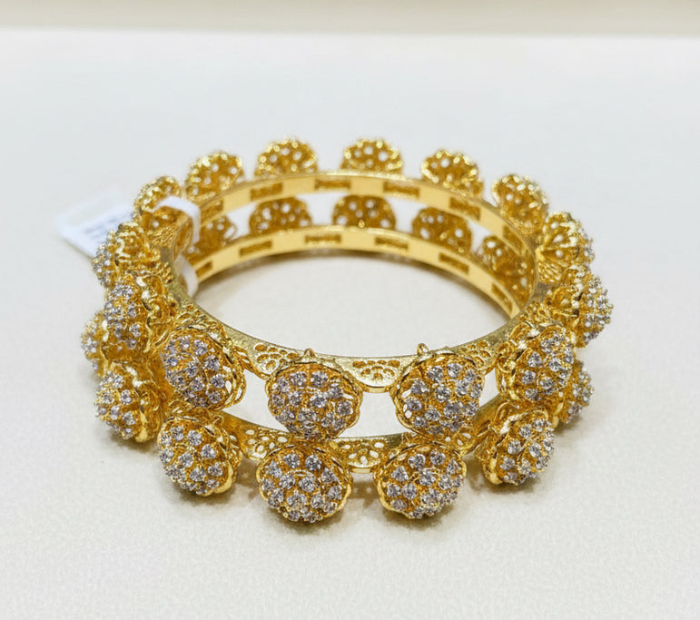 Floral Cluster Medallion Moissanite Diamond Look Bangles