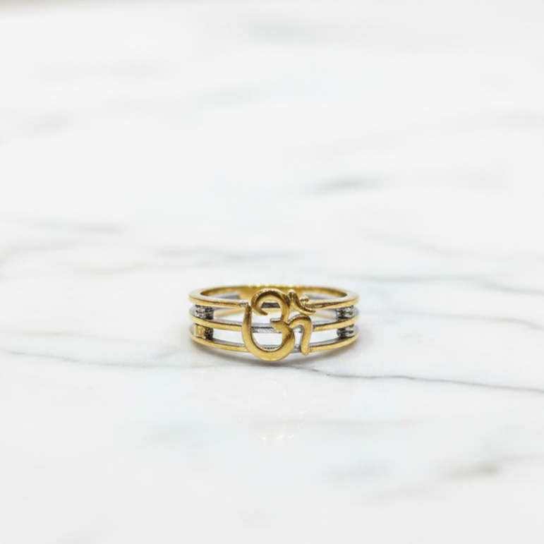 Dual-Tone Sacred Om Parallel Men's Ring