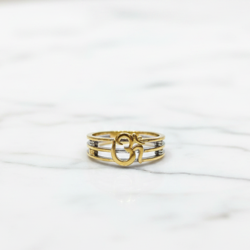 Dual-Tone Sacred Om Parallel Men's Ring