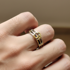 Dual-Tone Sacred Om Parallel Men's Ring